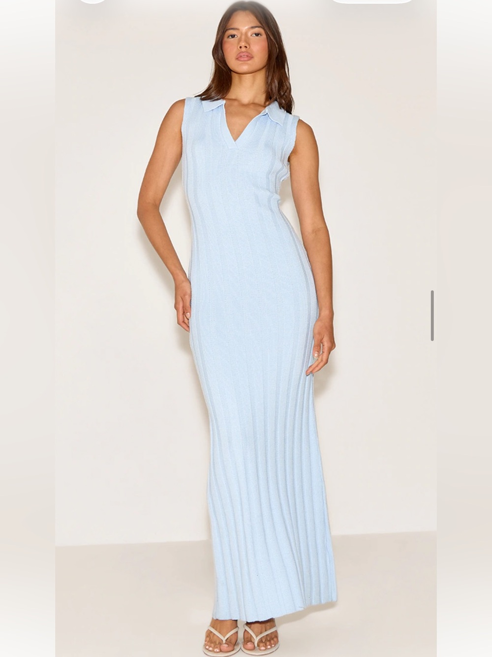 Pretty Little Thing Blue Sleeveless Wide Rib Dress